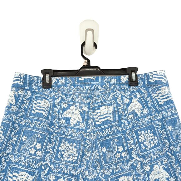 Reyn Spooner Women 14 Lahaina Sailor Shorts Denim Blue Chino Reverse Print NEW - Picture 8 of 9